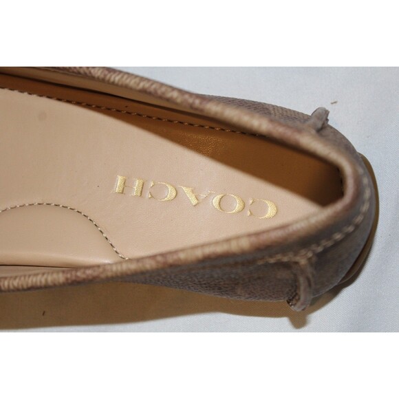 COACH MARLEY LOGO SLIP ON DRIVER LOAFER MOCASSINS STONE BROWN NIB - Picture 6 of 7